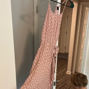 SHEIN Pink Polka Dot Maxi Dress